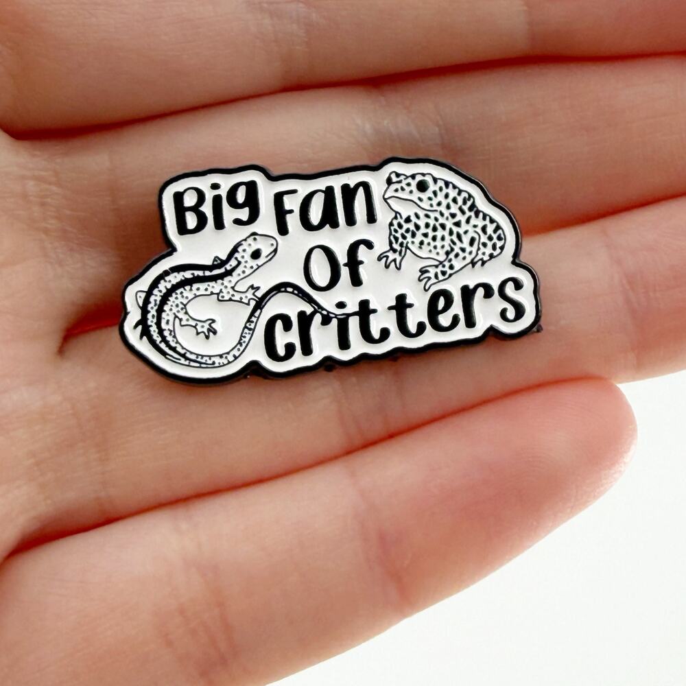 Big Fan of Critters Enamel Pin Frog Lizard Cute Nature Animal Brooch